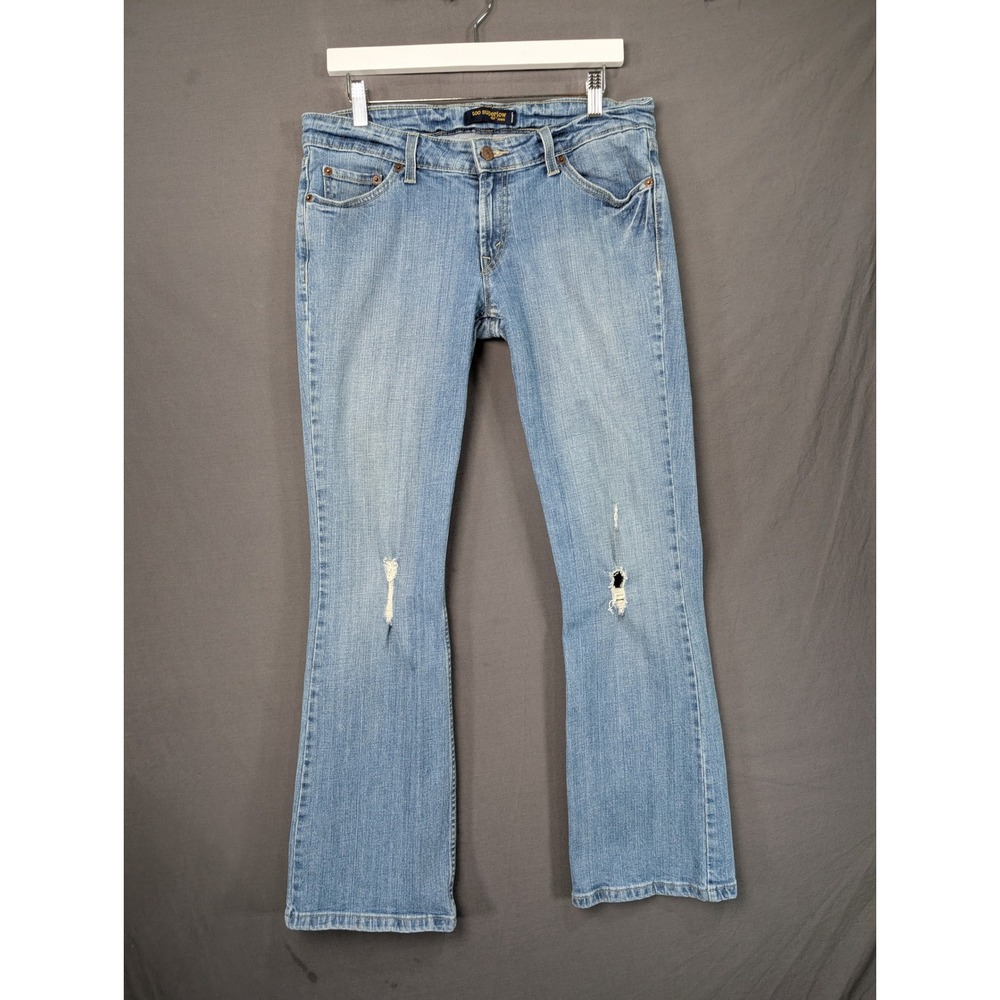 Levis 524 Too Superlow Bootcut Jeans Light Wash Distressed Size 11M 7943